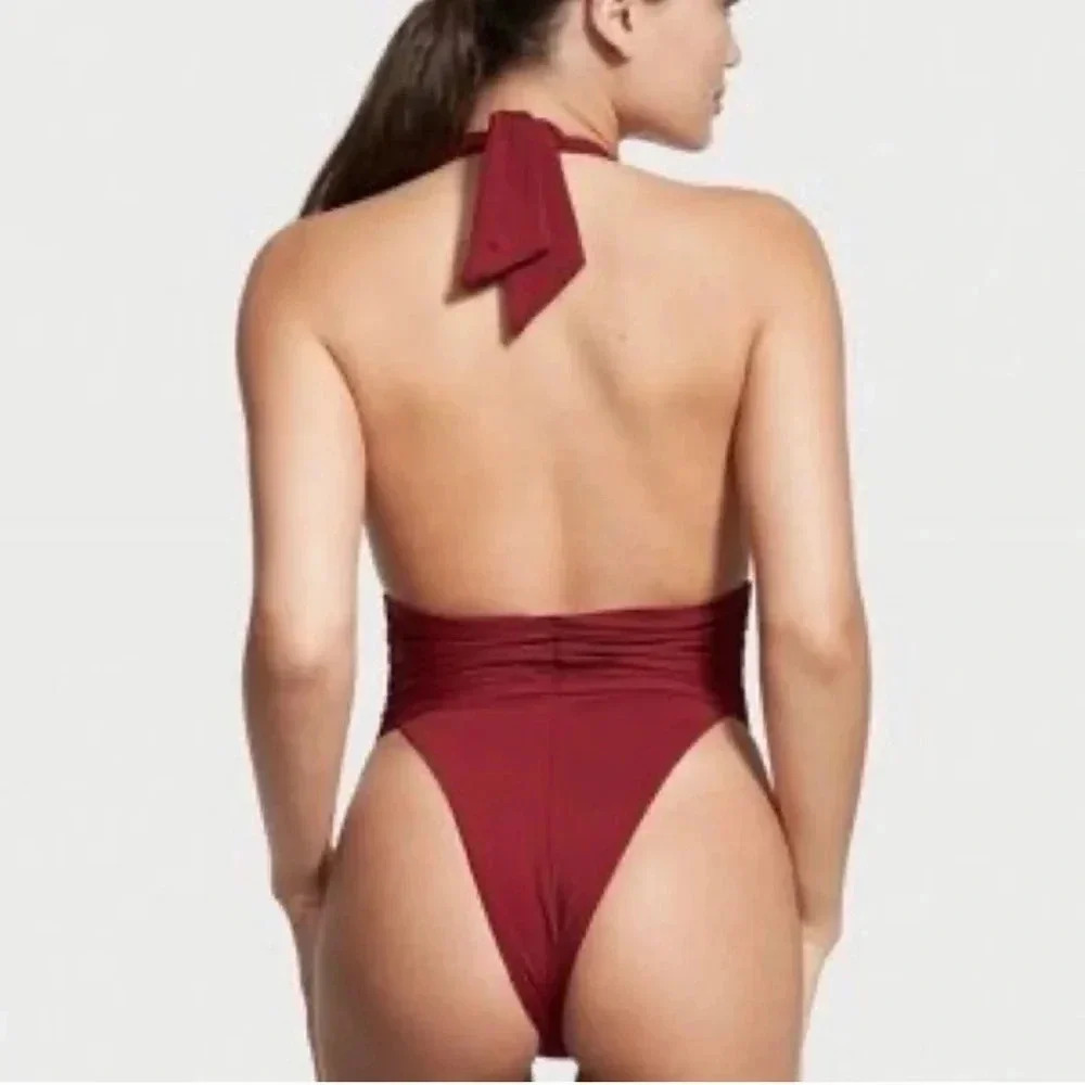 NEW Riot Swim Milli One Piece V-Neck Swimsuit in Merlot Size Extra Large XL - Picture 3 of 4